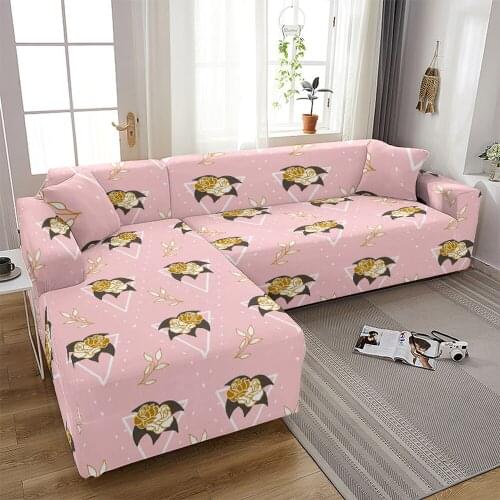 Sofa Cover for Living Room Flower Love Elastic Modern Polyester Corner Sofa Couch Slipcover Chair Protector 1/2/3/4 Seat Covers