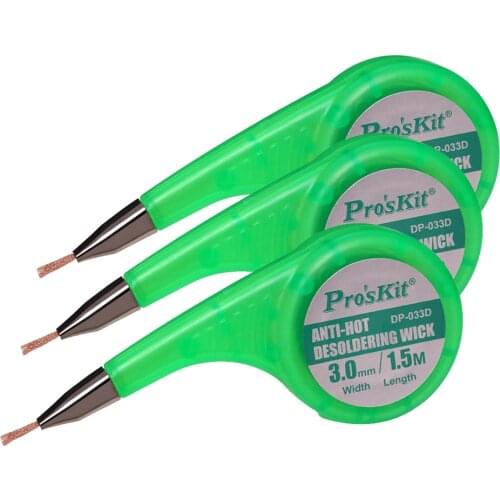 1Pcs ProsKit DP-033A/B/C/D/E New Anti-Hot Desoldering Wick BGA Solder Wick Copper Wire Braid Solder Remover 1.5mm 2mm 2.5mm 3mm