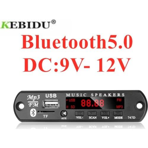 KEBIDU 5V 12V Wireless MP3 Player Decoder Board Audio Module Bluetooth 5.0 TF Radio USB For Car Radio Audio Speaker Car Kit