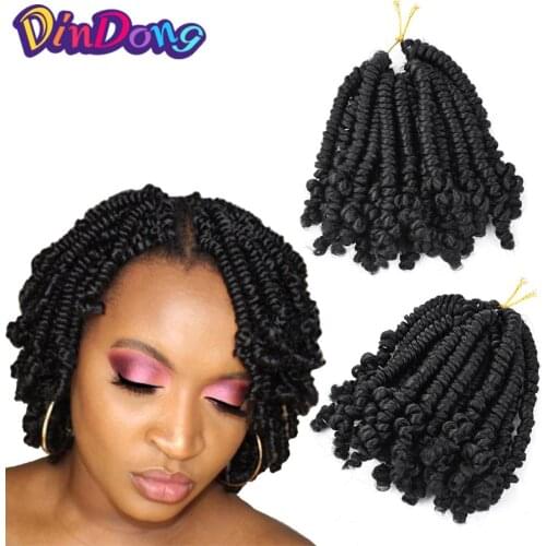 DinDong Short Passion Twist Braids 6-8inch Synthetic Crochet Braid Black Brown Braiding Fluffy Spring Twist Hair Extension