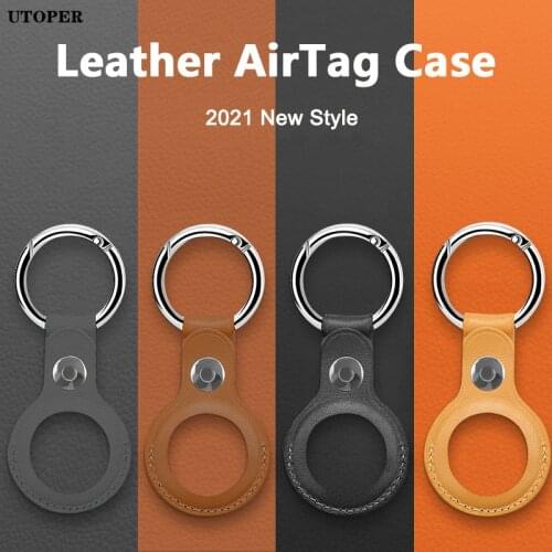 YTD Leather Protective Case For Airtag Cover Hangable Keychain Locator Tracker Cover For airtags Case