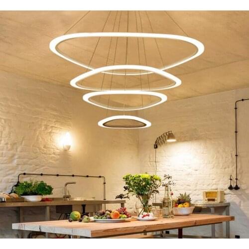 Round White Simple Pendant Light Acrylic Circular Dining Room Lighting Modern Living Room Office Lamp Led M