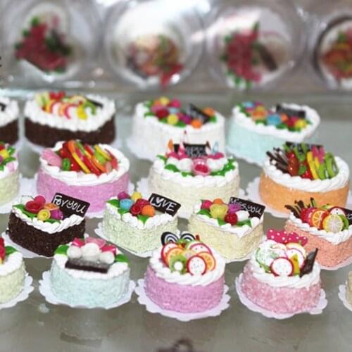 1:12 Dollhouse Miniature Toys DIY Cake Afternoon Tea Dessert Food Fruit Cream Cake For Girl Doll House Kitchen Accessories Toys