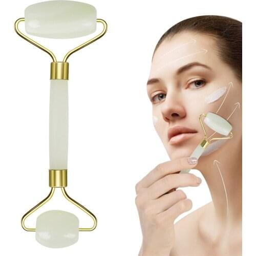 Double Head Quartz Crystals Slim Jade Crafts Natural Stone Massage Roller Face Slimming Body Head Neck Massager