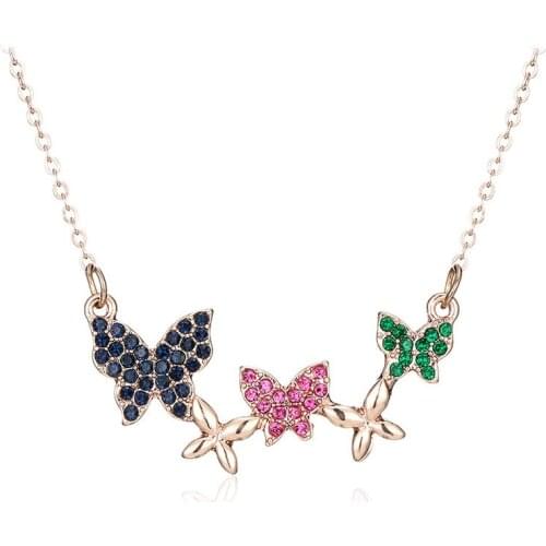 Fashion simple personality butterfly pendant necklace female clavicle chain crystal necklace