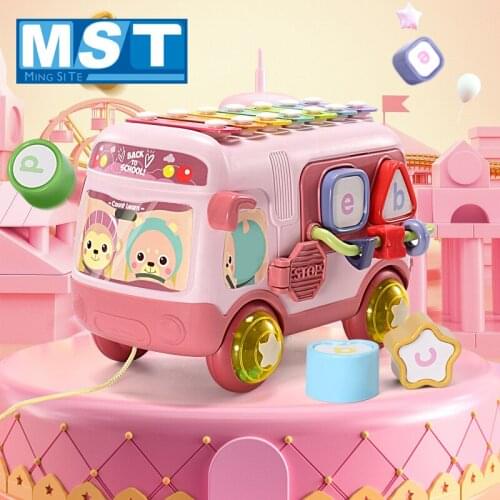 Infants Musical Instrument Toys Knock Piano Bus Car Toy For Newborn Kids Learning Music Educational Early Intellectual Gifts