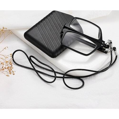 New folding case for mens anti-fatigue reading glasses portable ultra-thin glasses case Send hang rope