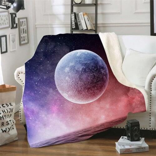 3D Printed The Moon Sherpa Blanket Velvet Plush Throw Fleece Blanket Bedspread Couch Sofa Quilt Cover Bedding Outlet Dropship