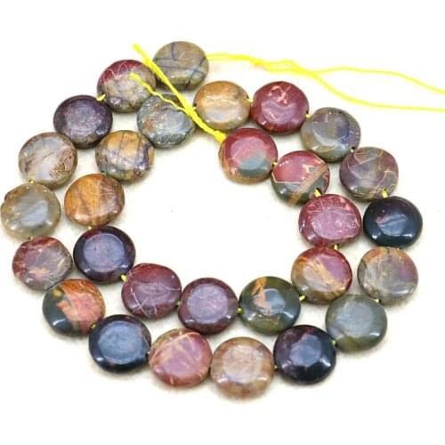 ! Wholesale 12X12MM Picasso chalcedony Coin Loose Beads chalcedony Strand 15" 2pcs/lot fashion jewelry JT6137