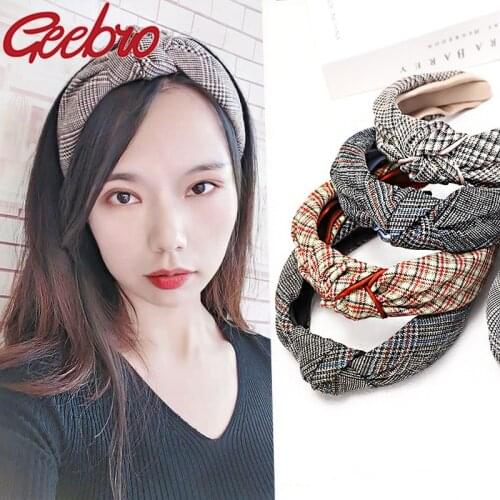 Cute fashion headband check pattern headbands cross knot hair band Girls Bezel Hair accessories Hair Hoop Female Hair Accessory