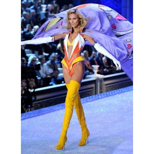 Newest Fashionable Yellow White Gold Five Colors Concise Slimming Leg Design High-Heeled Over-the-Knee Boots