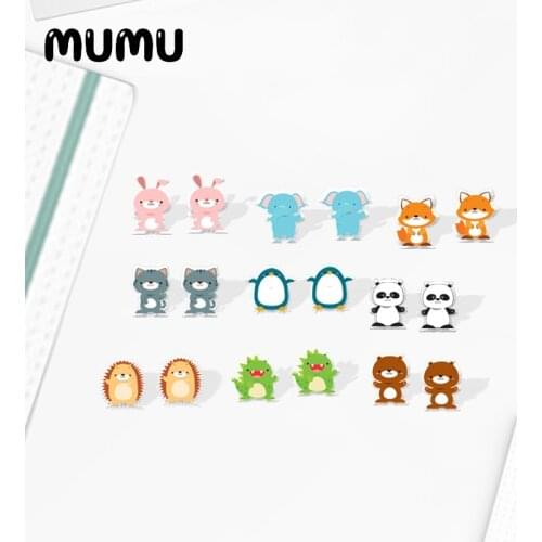 2020 New Cute Animals Stud Earring Pink Rabbit Acrylic Earrings Resin Epoxy Handmade Jewelrys