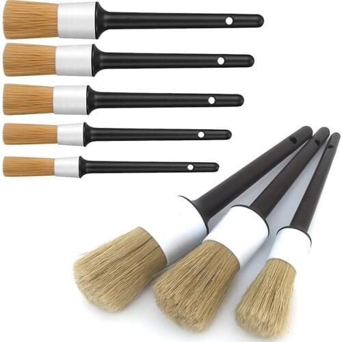 Car Exterior Interior Detail Brush 3 5PCS Boar Hair Bristles Brush for Car Cleaning Auto Detail Tools Dashboard Cleaning Brush