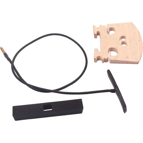 Violin Parts Bridge with Rod Violin Pickup Piezo Base Set for 4/4 Violin Instrument Replacement