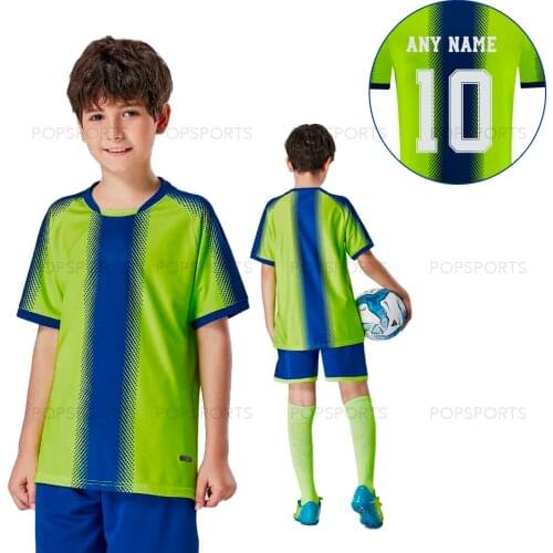 Kids Football Jersey Custom Print Soccer Uniform Set Training Clothes Kits For Childrens Boys Girls