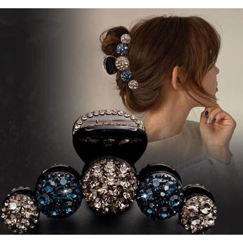 Big Rhinestone Hair Claws Crab Hairpins Crystal Hair Clips Barrettes Bow Ponytail Women Hair Accessories Ornaments Hairgrip