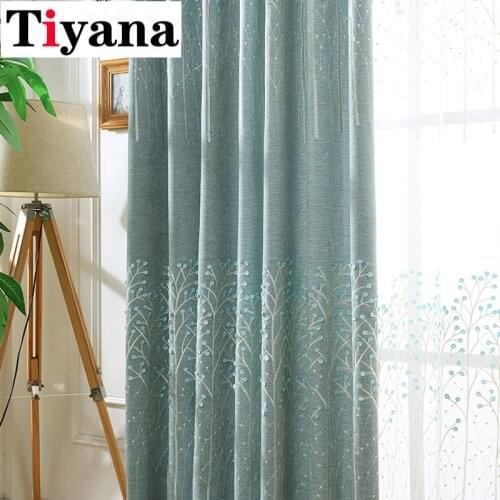 Curtains for Living Room Bedroom Embossed Embroidered Shading Curtain Fabric Blackout Drapes Curtains
