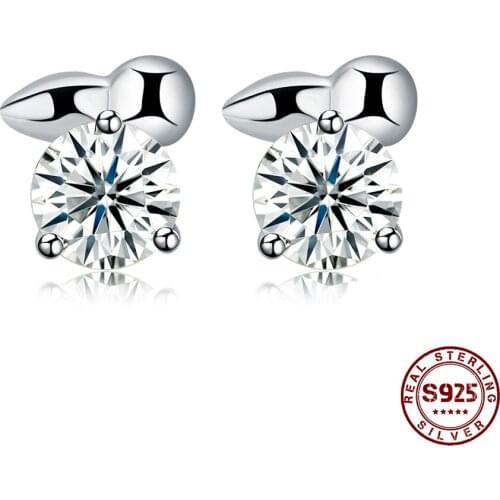 ZEMIOR 925 Sterling Silver Stud Earrings Fashion Design Zircon Studs Small Earrings For Women 2021 Hot Sale Engagement Gift
