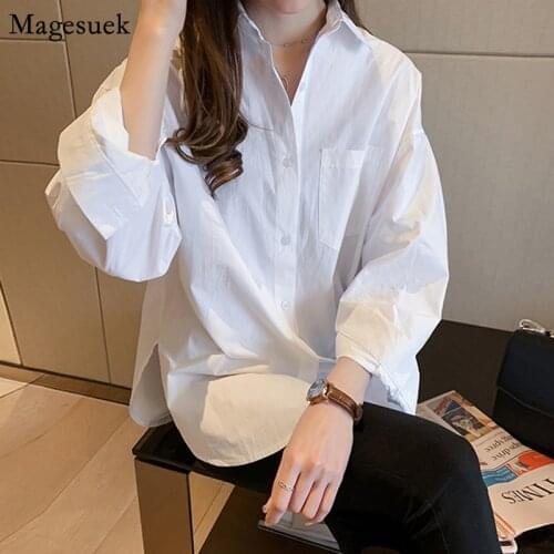 Long Sleeve Loose Cotton White Womens Shirt Plus Size 4X Ladies Office Work Shirts Tops Korean Casual Female Blouses New 13038