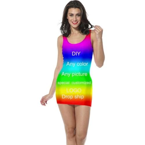 3D Printing DIY Custom Womens Womens Clothing Tank Top Dress Straight Sleeveless Dress Quality High Quality Dropshipping Pack