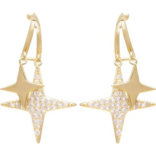 Bettyue Charming Gold Star Appearance Earring For Female Shiny Ornament Banquet Fashion Statement AAA Zirconia Jewelry