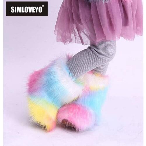 SIMLOVEYO Snow Boots Children Faux Fur Winter Women Luxury Warm Ankle Boots Women 2019 White Shoes Woman Booties Plus Size 25-33