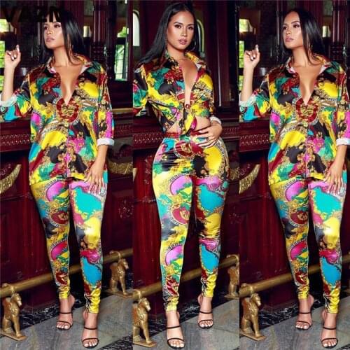 VAZN Autumn Print Print Casual Bandage Sexy 2019 Set full sleeve 2 Piece Sets Night Club Young Lady Sport Sets