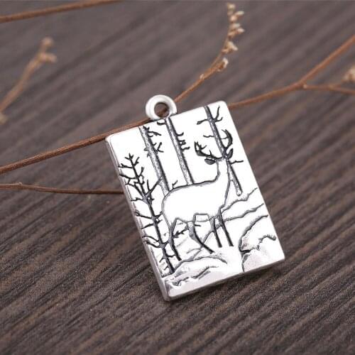 Animal Deer in the Forest Landscape Square Charms