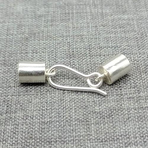 2 Pieces 925 Sterling Silver Plain End Cap Connectors for Bracelet Cord