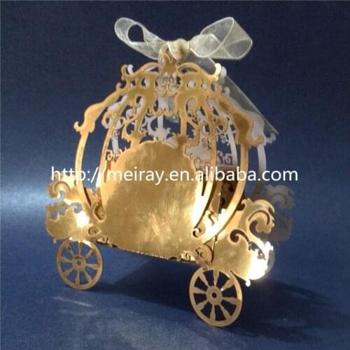 50pcs,Laser cut wedding invitation paper box wedding carriage wedding candy boxes wedding souvenirs party supplies customized