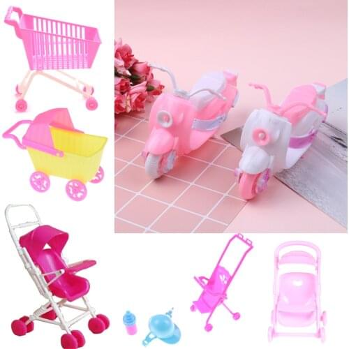 8Style Plastic Car Toy Plastic Car Toy For Girl Doll Dollhouse Miniature Furniture Plastic Stroller Bike Car Motorcycle