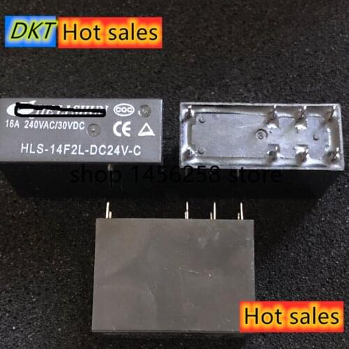 Free shipping lot(10pieces/lot) New HLS-14F2L-DC12V-C HLS-14F2L-DC24V-C 16A 8PINS 12VDC 24VDC Power Relay