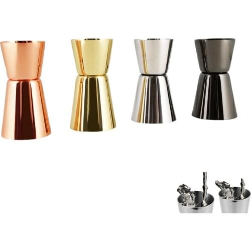 Black Rose Gold Silver Measure Cup 15-30ml 25-50ml Silver Black Rose Gold Double Jigger Cocktail Drink Wine Shaker
