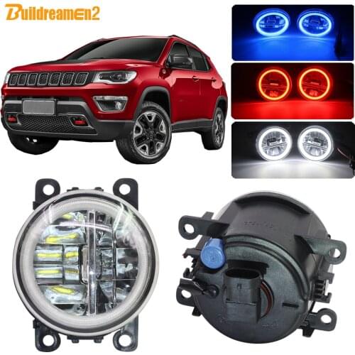 Buildreamen2 Car 4000LM LED Fog Light Assembly Angel Eye DRL Daytime Running Light H11 12V For Jeep Compass MP 2017 2018