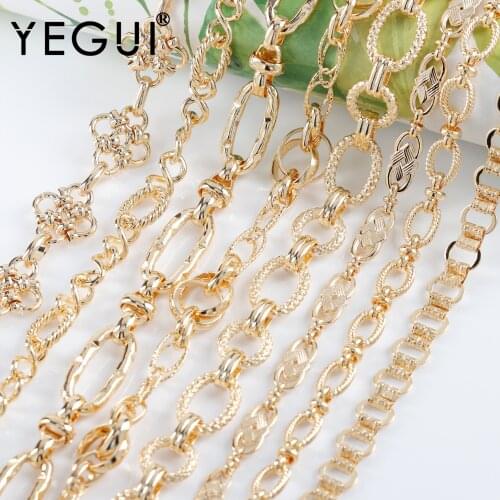 YEGUI C230,diy chain,jewelry finding,18k gold plated,copper metal,rhodium plated,jewelry making,diy bracelet necklace,1m/lot