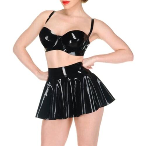 Black Latex Mini Skirts Rubber Latex Short Dresses XS-XXL Made to Measure Latex Short Skirt Without Bra