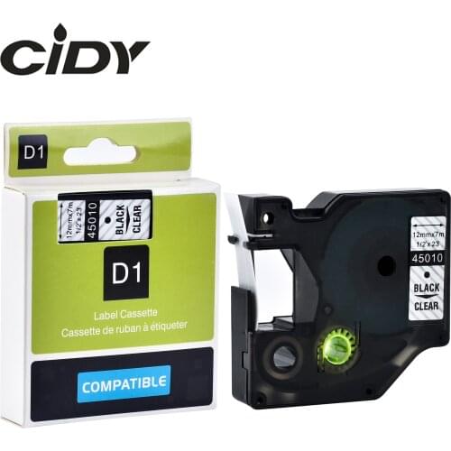 CIDY 50pcs 12mm*7m black on clear 45010 labels compatible dymo d1 label printer for DYMO LM160 LM280 PNP