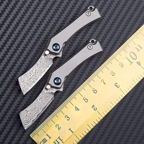 Damascus Folding Tactical Knife Portable Titanium Alloy Knife Practical Survival Hunting and Rescue Tool
