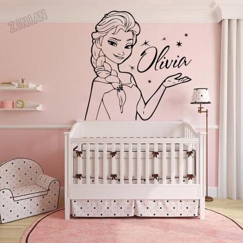 Baby Custom Name Wall Decal For Kids Room Princess Vinyl Wall Sticker Decor Girls Bedroom Famous Teenage Room Wall Stickerd Y079
