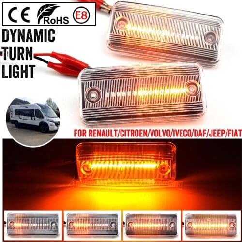 2X Dynamic Flowing LED Side Marker Light For Iveco Fiat Ducato Citroen Relay Peugeot Boxer Renault VOLVO MAN