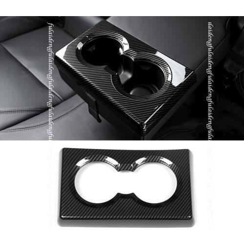 For Alfa Romeo Giulia 2017-2020 Carbon fiber ABS Rear Seat Water Cup Holder Frame Cover Trim Car Accessories