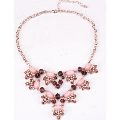 European And American New Metal Inlaid Rhinestone Necklace Simple Retro Hollow Crystal Necklace Women