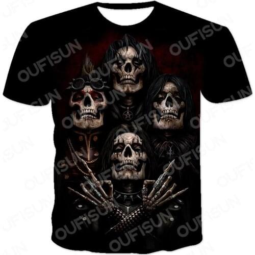Short Sleeve Cool T-Shirt Fashion 3D Printing Looking Cool Skull Pattern Mens Hip-Hop Style Summer Hot Sale Loose O-Neck Shirts