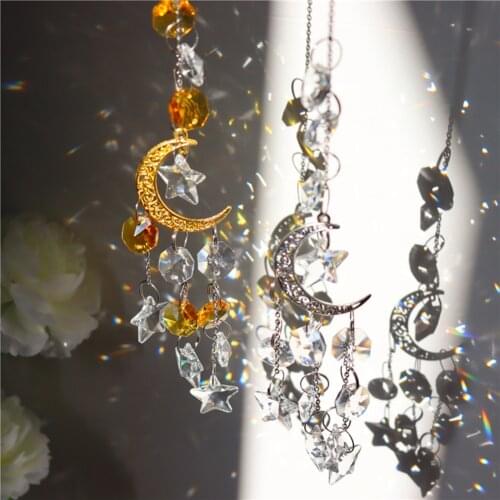 Crystal Chandelie Sun Pendant Moon Star Hanging Glass Prisms Drop catcher Rainbow Maker Garden Window Wedding Decoration Outdoor