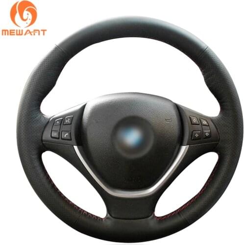Black Artificial Leather Car Steering Wheel Cover for BMW X5 E70 2006-2013 X6 E71 2008-2014 E72 (ActiveHybrid X6) 2009-2010