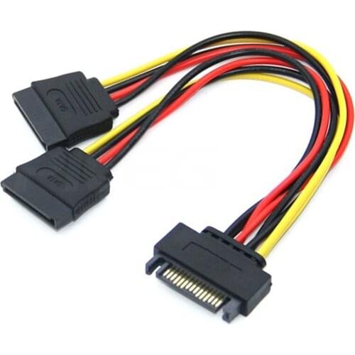 8 Pieces Power Cord 15Pin SATA Male to 2 Female 15Pin Power HDD Splitter High Quality Connector Power Cable KXL0313