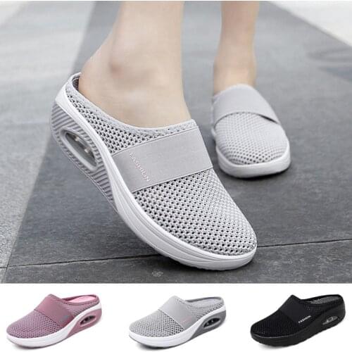 Sneakers Air Cushion Women Walking Shoes Comfortable Breathable Casual Mother Shoes Platform Increasing Height Slip-on Sandals