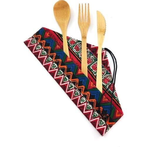 Bamboo Cutlery Set Travel Cutlery Set Eco Friendly Flatware Set Knife, Fork, Spoon and Straw Wooden Cutlery Set Camping Cutlery