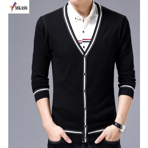 2017 New Brand Spring Autumn FashionMen Knitted Cardigan Casual Slim Sweater V-neck 100% Cotton Sweaters Thin Knit Jacket Male