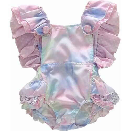 Baywell 0-3Y Summer Baby Newborn Girls Flare Sleeve Romper Floral Pattern Jumpsuit Infant Casual Backless Bodysuit Outfits